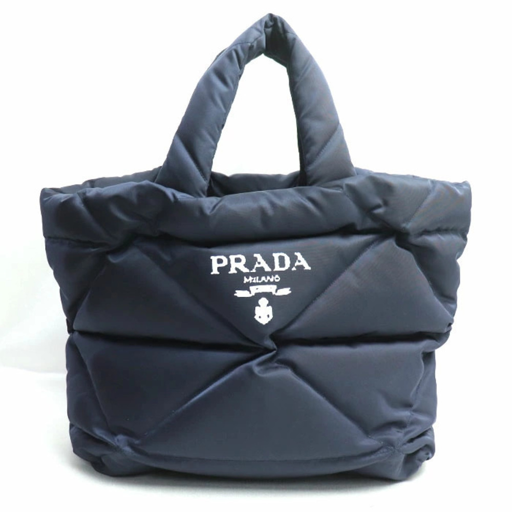 PRADA Padded Quilted Tote Bag Navy Blue